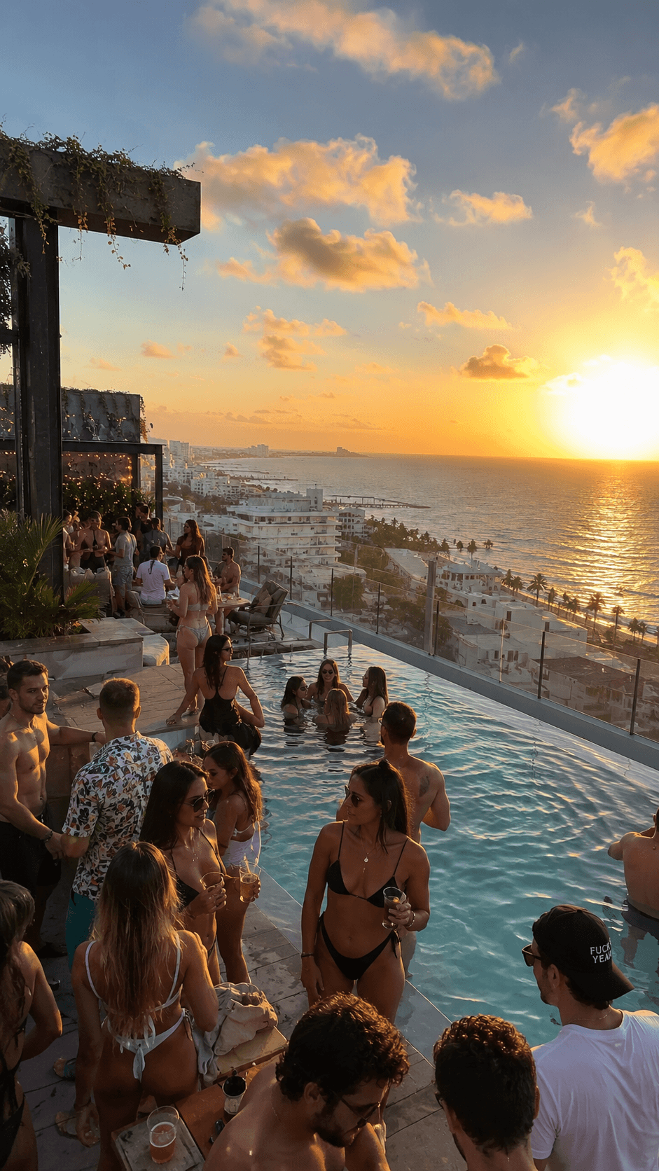 Zona hotelera de Cancún al atardecer
